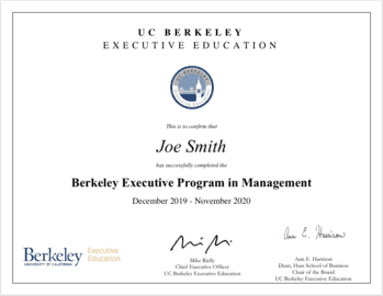 Berkeley Management Program Berkeley Epm For Senior Executives